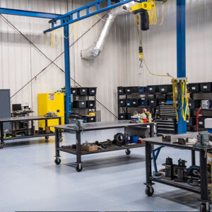 Interior of an SKF-certified clean room where industrial pump repair services are carried out with precision and quality control.